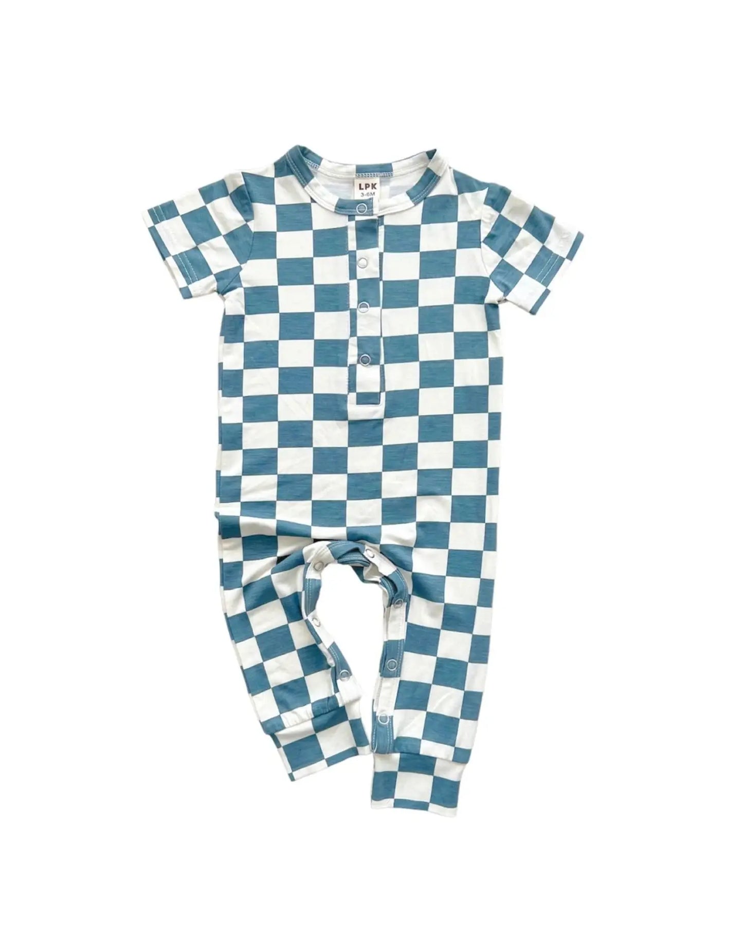 Blue Bamboo Checkered Jumpsuit